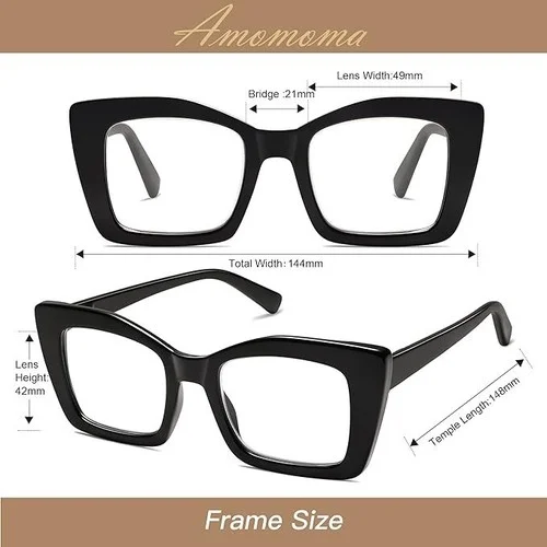 NEW Womens BLACK trendy Oversized Blue Light Filter Readers 1.5 Strength Glasses